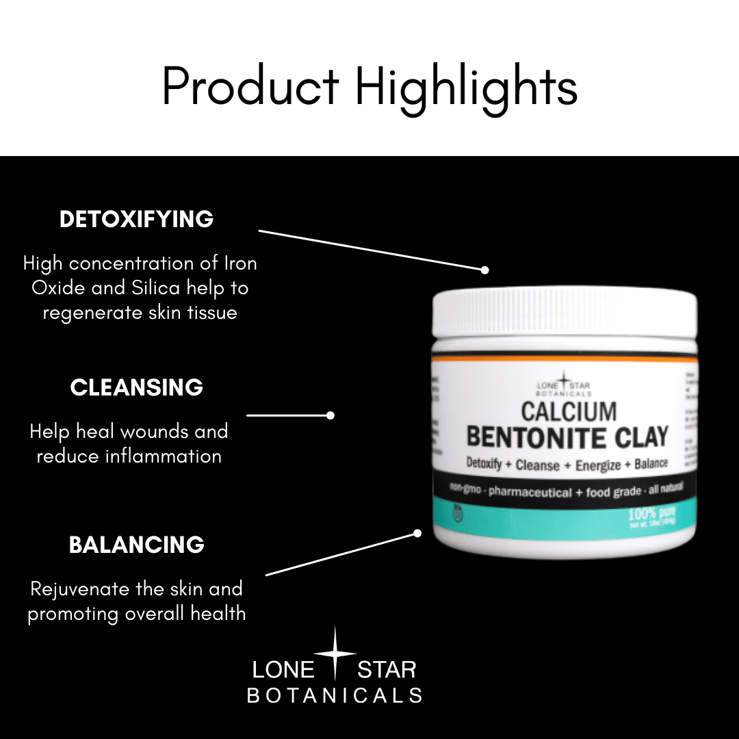 Calcium Bentonite Clay 1lb. Jar Lone Star Botanicals