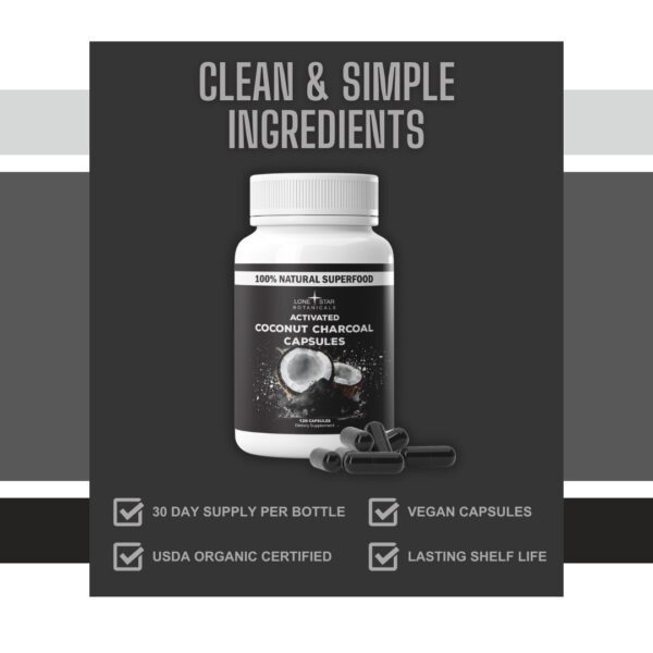 Activated Coconut Charcoal Capsules - 120ct - Image 4